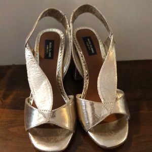 River island Gold wide block heel sandals! Never been worn!